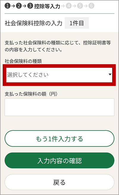 社会保険料控除の入力
